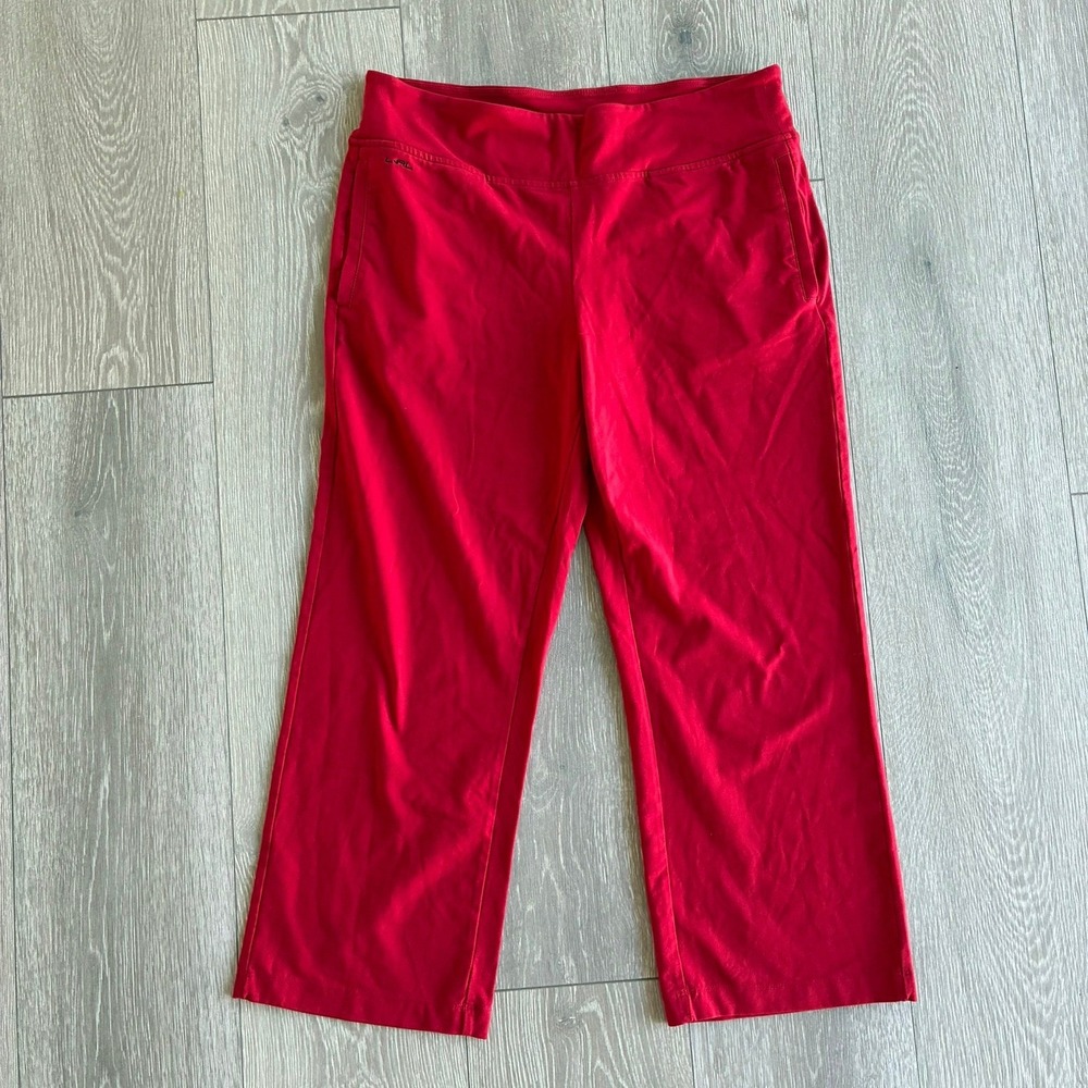 Lauren Active Ralph Lauren Red Cropped Yoga Pants Straight Leg Pockets Size M